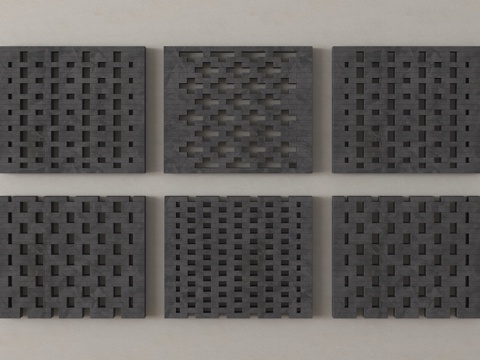 现代建筑材料 镂空水泥砖 水泥砖隔断 预制砖墙su模型