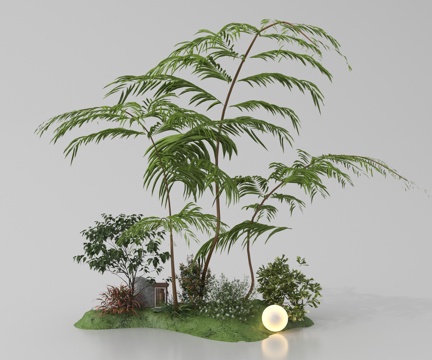 现代庭院景观小品 植物景观 景观造景su模型