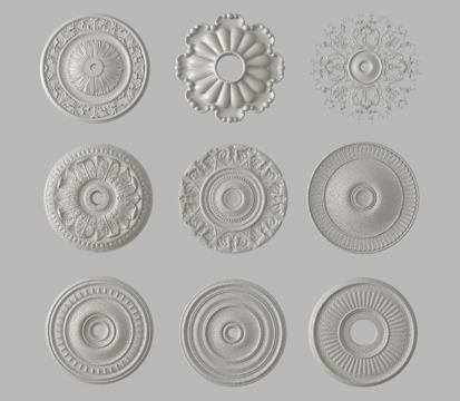 法式灯盘雕花 石膏灯盘su模型
