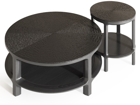 中古风圆形茶几su模型