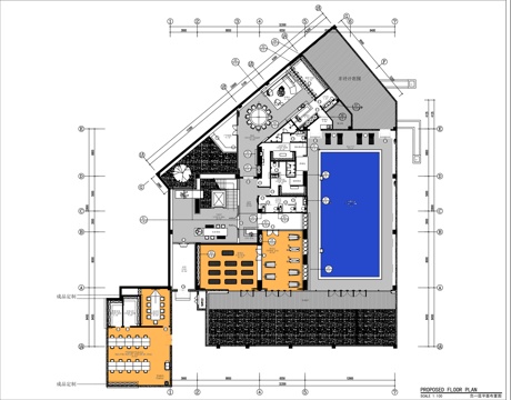 现代健身房 800㎡健身会所 游泳馆 施工图cad施工图