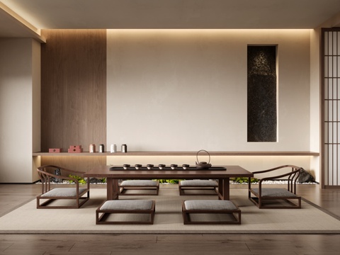  新中式榻榻米茶室3d模型 