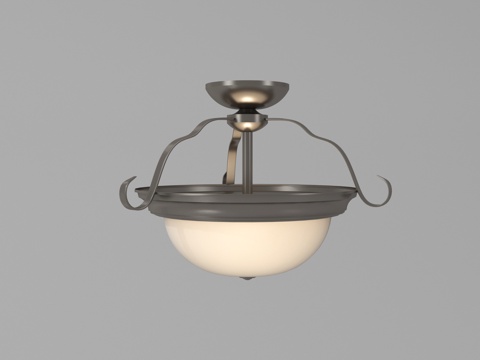 法式复古风吸顶灯su模型