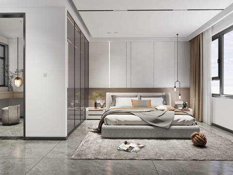 现代卧室  卧室  衣帽间su模型