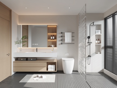  现代卫生间3d模型 