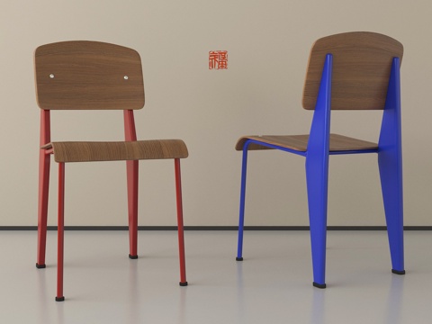 复古中古餐椅 单椅 休闲椅su模型