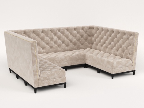  简欧卡座沙发 卡座沙发 转角沙发3d模型 