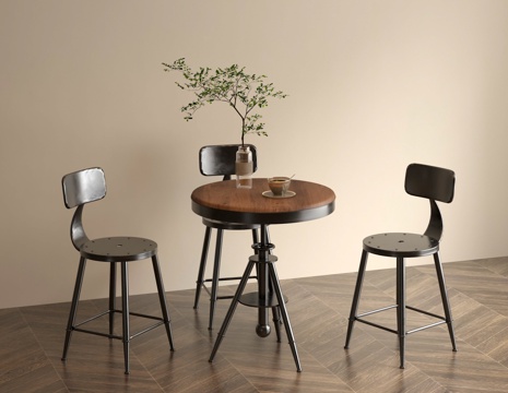 工业风休闲洽谈桌椅3d模型