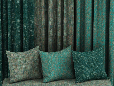  绿色调织物材料套装33d模型 