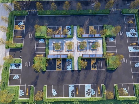 现代创意停车场 创意停车位su模型