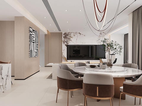 现代客餐厅3d模型
