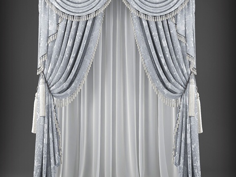  窗帘 新古典窗帘3d模型 