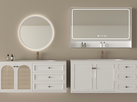 法式浴室柜  镜柜su模型