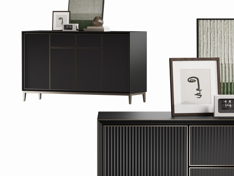 现代轻奢五斗柜玄关柜su模型