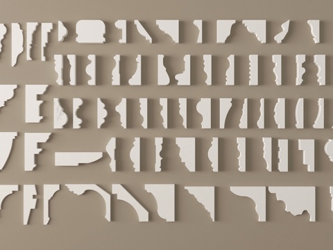 法式线条石膏线 天花角线檐口线 顶角阴角线踢脚线su模型