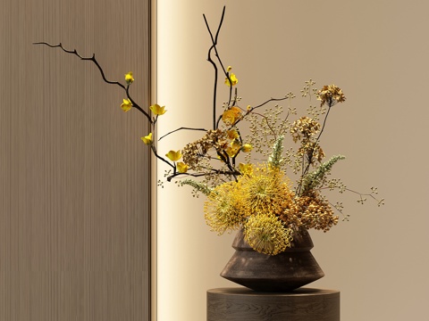 现代花瓶花艺插花su模型