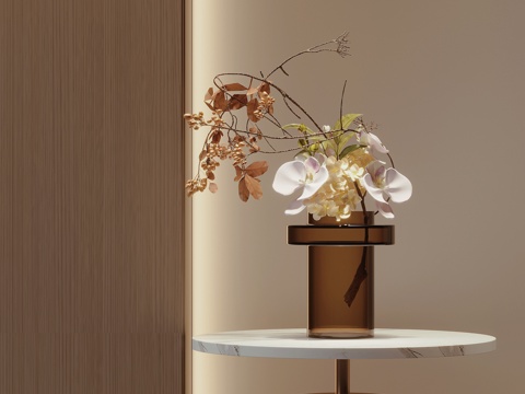 现代花瓶花艺插花su模型