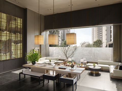 现代售楼处洽谈区su模型