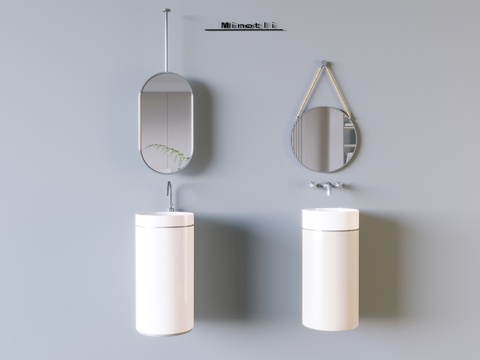 洗手台盆洗手池 卫浴镜子水龙头su模型