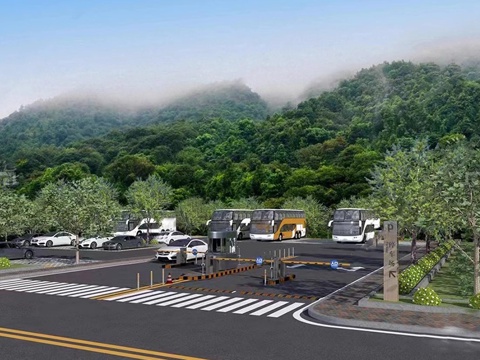 现代生态停车场 户外停车场 景区停车场su模型