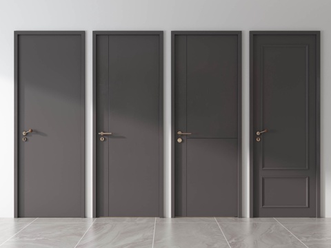 现代单开门 中古风单开门 意式单开门 卧室门su模型