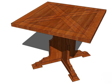 实木桌子 实木餐桌 家用桌子 桌子 新中式桌子su模型