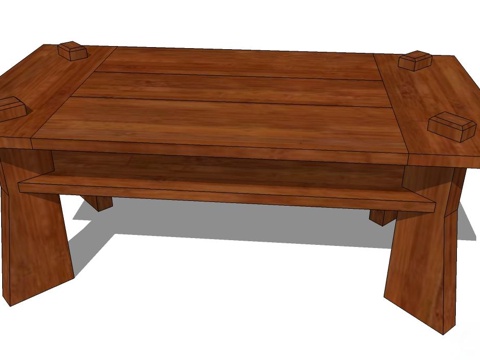 实木桌子 实木茶桌 家用桌子 茶桌 新中式桌子su模型