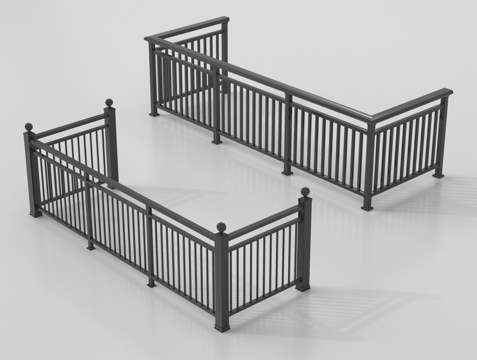 现代围栏护栏 铁艺栏杆 扶手su模型
