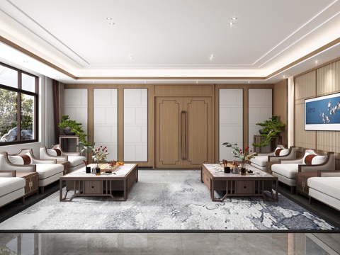  新中式贵宾接待室3d模型 