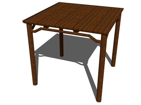 实木桌子 实木餐桌 家用桌子 桌子 新中式桌子su模型