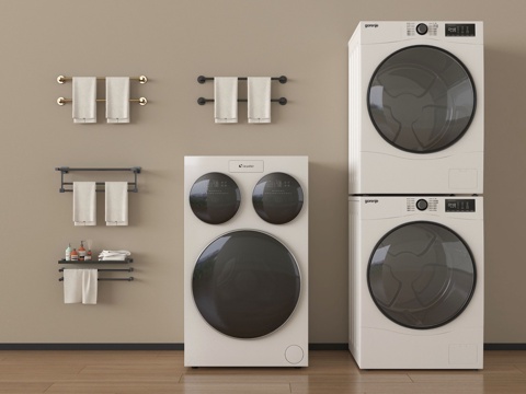 现代洗衣机 烘干机  洗烘一体机 卫浴小件su模型