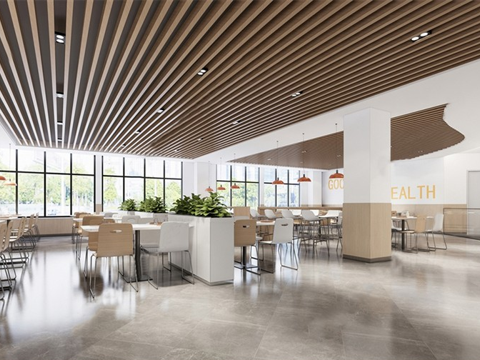 现代食堂 企业食堂 员工食堂 现代风格su模型