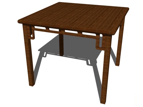 实木桌子 实木餐桌 家用桌子 桌子 新中式桌子su模型