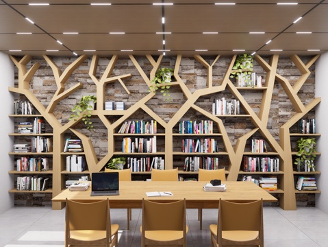 现代创意书柜 树形书架 展柜 展架 置物架 装饰架 储物柜su模型