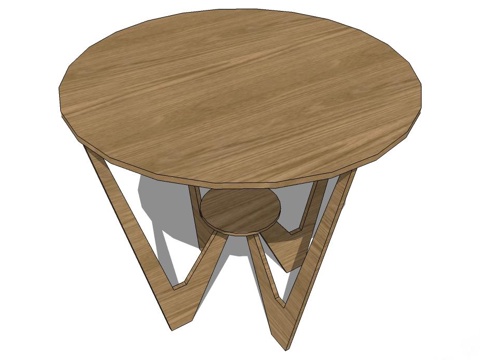 茶几 圆几 实木茶几 实木圆几su模型