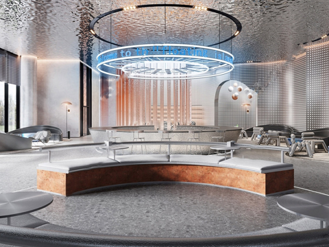 现代售楼处内部   现代售楼处 洽谈区su模型