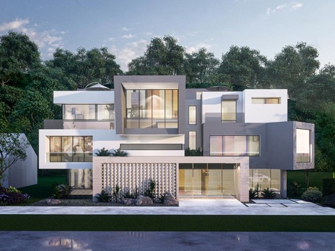 现代民宿酒店 平顶su模型