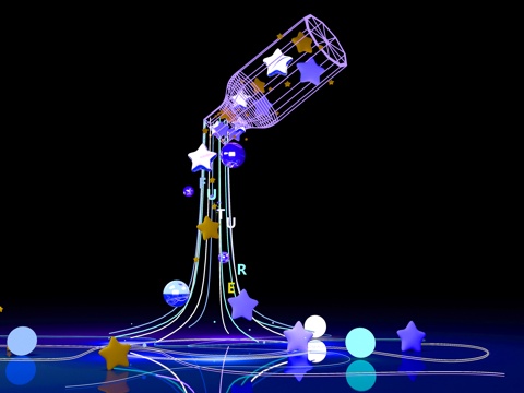  美陈 线条瀑布 许愿瓶美陈 星星许愿3d模型 