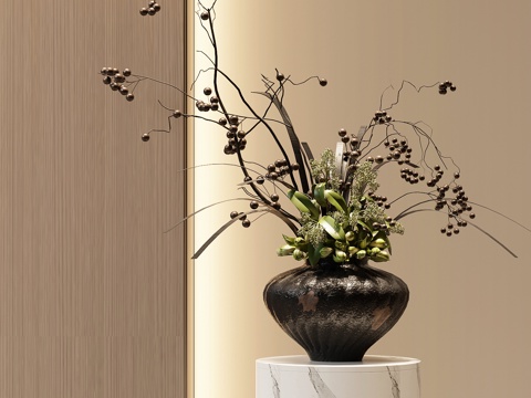 现代花瓶花艺插花su模型