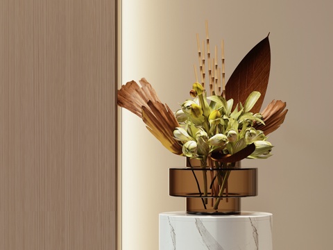 现代花瓶花艺插花su模型