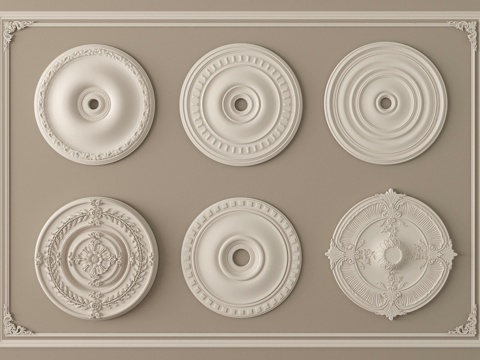 欧式雕花灯盘 灯盘底座 石膏构件su模型