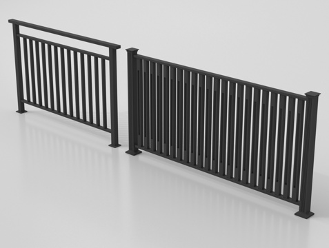 现代围栏护栏 铁艺栏杆 扶手su模型