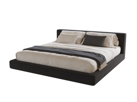 现代双人床 儿童床su模型