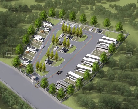 现代生态停车场 户外停车场 景区停车场su模型