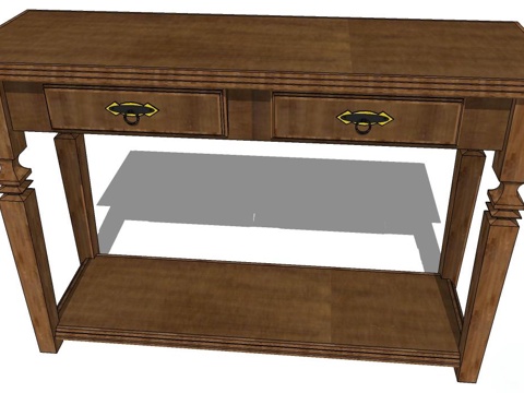 实木桌子 实木书桌 家用桌子 桌子 新中式桌子su模型