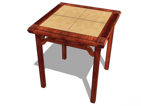 实木桌子 实木餐桌 家用桌子 桌子su模型