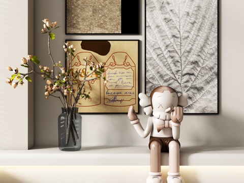 现代花瓶玩偶装饰画  摆件组合su模型