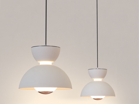 现代意式极简吊灯 中古风吊灯 轻法式奶油风吊灯  餐厅吊灯su模型