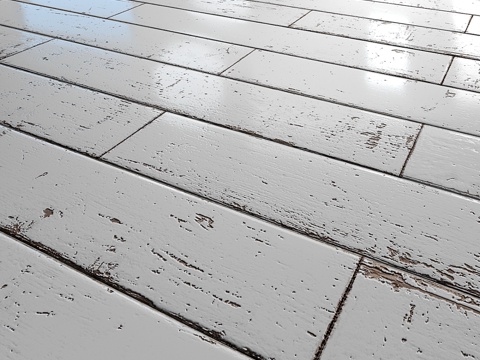  白色涂漆砖形拼花地板 - PBR材质3d模型 