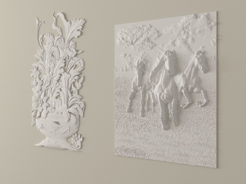  欧式古典石膏雕花3d模型 